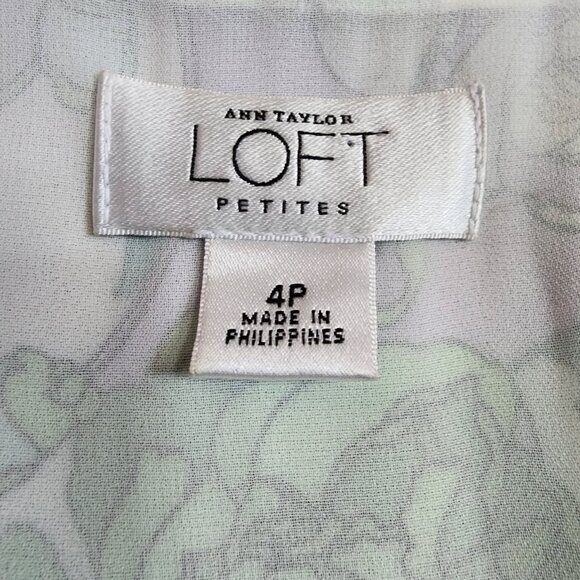 Ann Taylor Loft Dress Womens Size 4P 4 Petite Purple Green Floral Lightweight - Picture 4 of 8